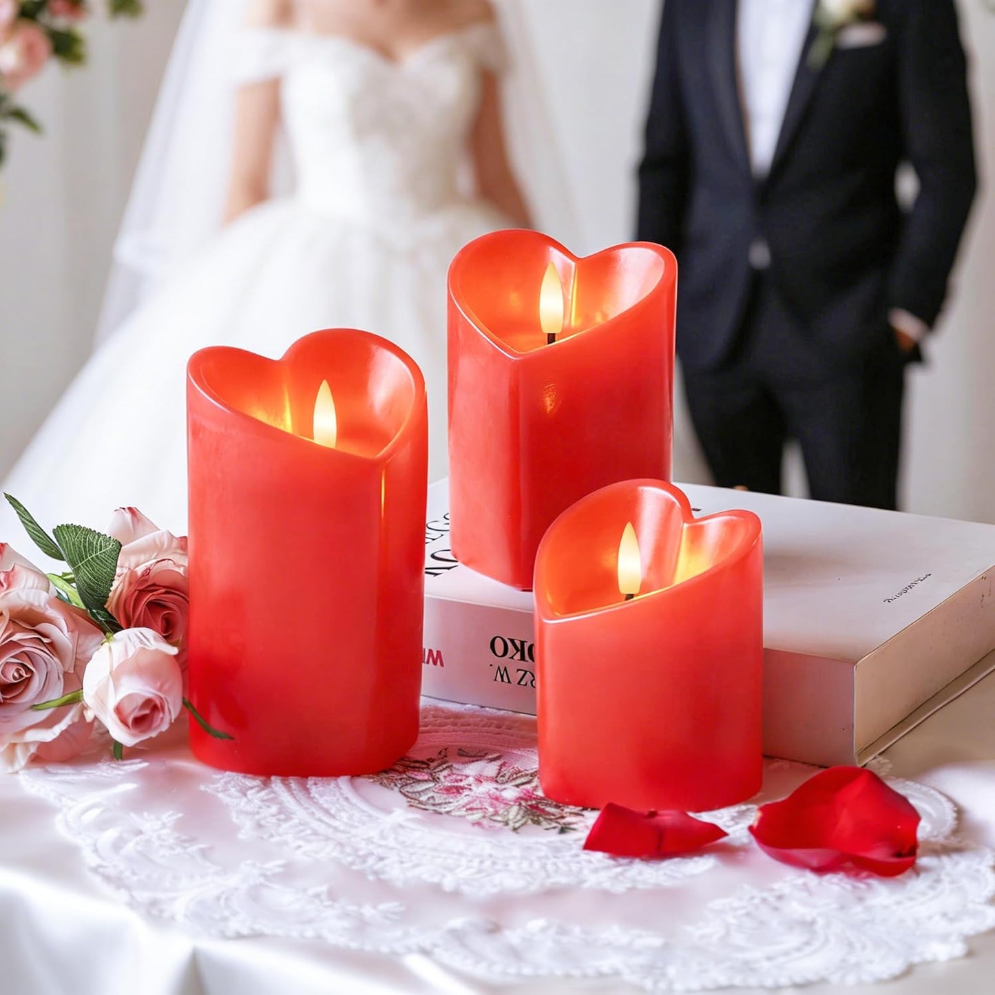 White Flameless Candles Set of 3 (3"x3") Battery Operated LED Pillar Candles with Remote and Timer, Real Wax Flickering Candles for Fireplace Bedroom Living Room Home Decor and Indoor Use