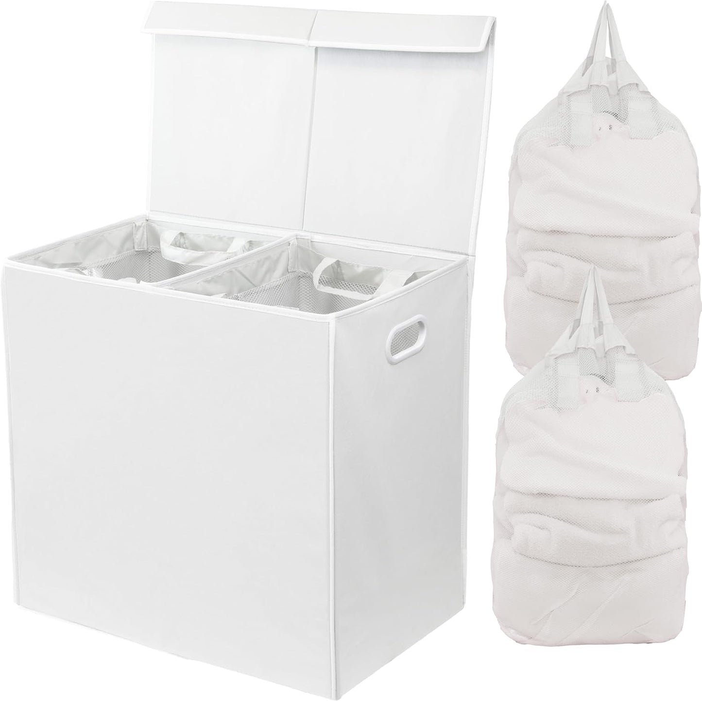 Simple Houseware Double Laundry Hamper with Lid and Removable Bags, Black