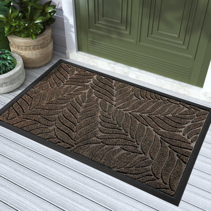 Yimobra Front Door Mat Outdoor Indoor, 29.5x17 All-Season Waterproof Door Mat Outside Entrance, All-Weather Non-Slip Outside Doormat for Garage Patio Entryway, Brown
