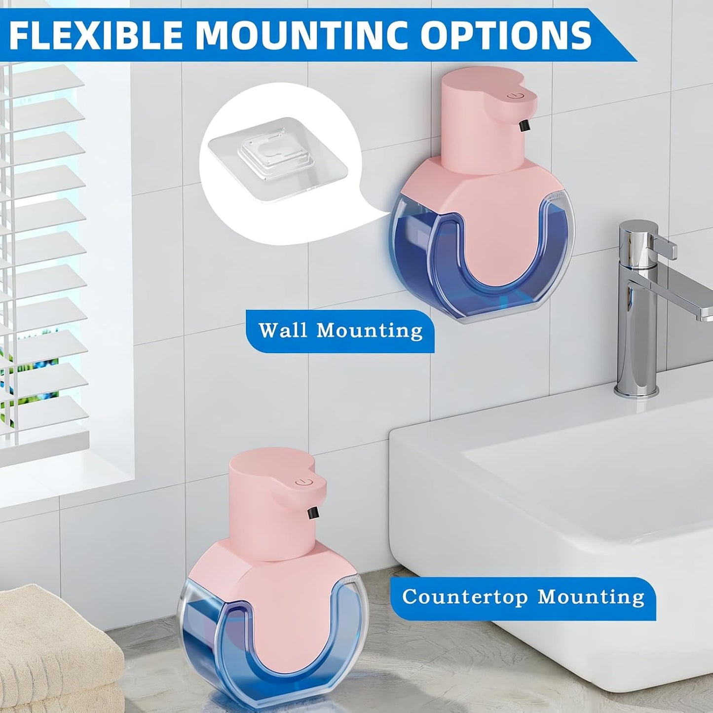 Automatic Soap Dispenser Touchless,Rechargeable Foaming Soap Dispenser,15oz/420ml Smart Hand Soap Dispensers,4-Level Adjustable,Wall Mount for Bathroom Kitchen Dish Soap,Hands-Free
