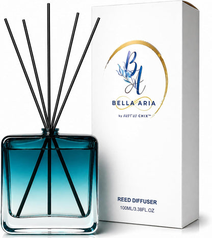 Reed Diffuser Set for Home Fragrance – 100ml Summer Sea Breeze Aromatherapy Diffuser with Reed Sticks, Long Lasting Flameless Fragrance for Bedroom, Bathroom & Living Room, Decorative Glass Bottle