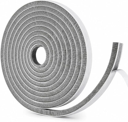 Self-Adhesive Door Draft Stopper & Weather Stripping Door Seal – Gray, 33 Ft x 0.35" Wide x 0.35" Thick Foam Seal Strip – Draft Blocker, Noise Reduction, Insulation