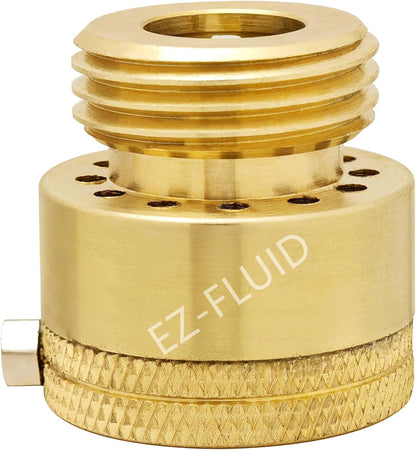 (1) EZ-FLuid 3/4" FHT Female Garden Hose Wye Two way Splitter, Heavy Duty Brass Hose Y Splitter with 1/4Turn Shutoff Ball Valve,2-way 3/4"GHT Threads Connector For outside faucet and hose bibb spigot