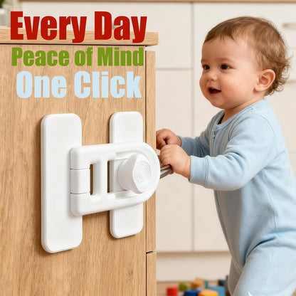 Child Safety Locks (2 Pack) – No-Tool Install, Baby Proof Locks for Cabinets, Drawers, Fridge – Strong Adhesive, Hard to Break by Toddlers, Safety Material – Universal Fit for Wood, Metal