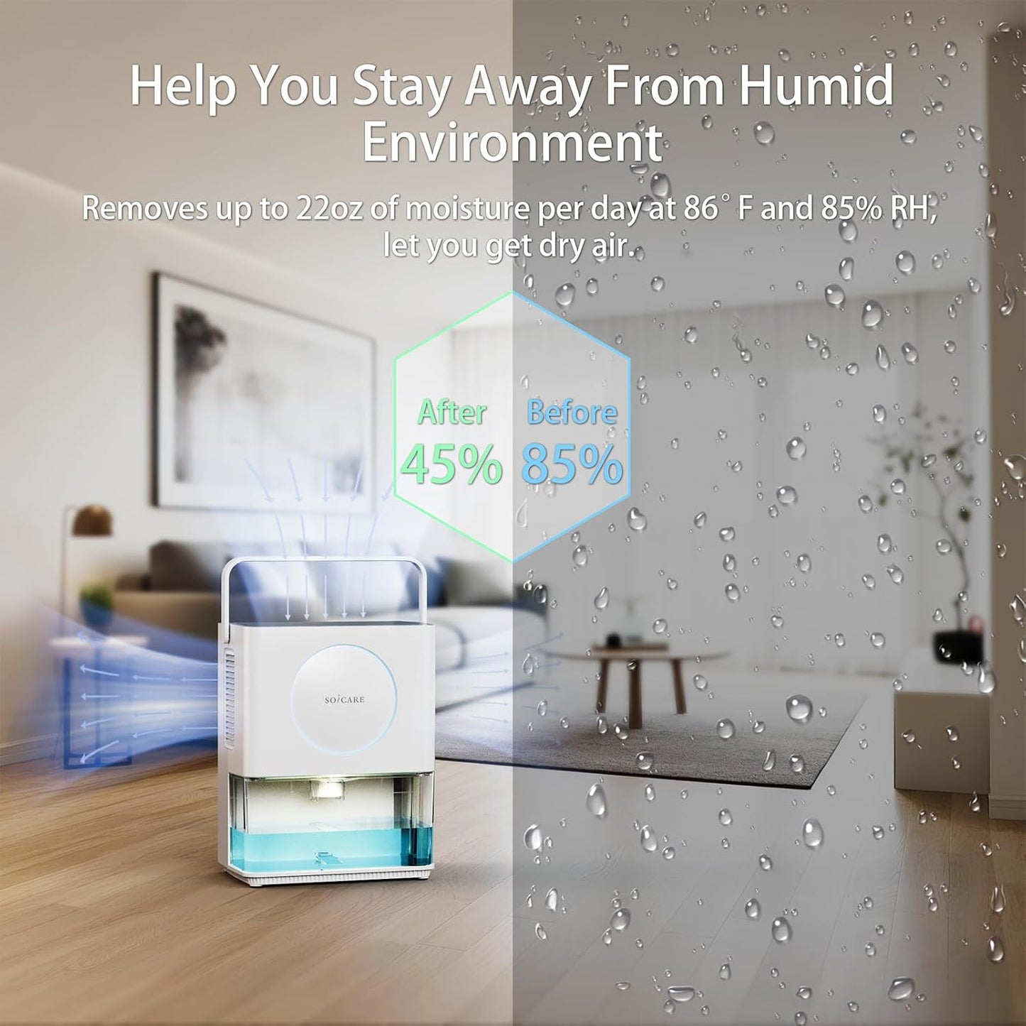108 OZ (3.2L) Home Dehumidifier, Small Portable Room Dehumidifier for Bedroom Bathroom Basement RV Closet with HEPA Filter/Ambient Lights/Timer/Auto Off/Defrosting Function, White