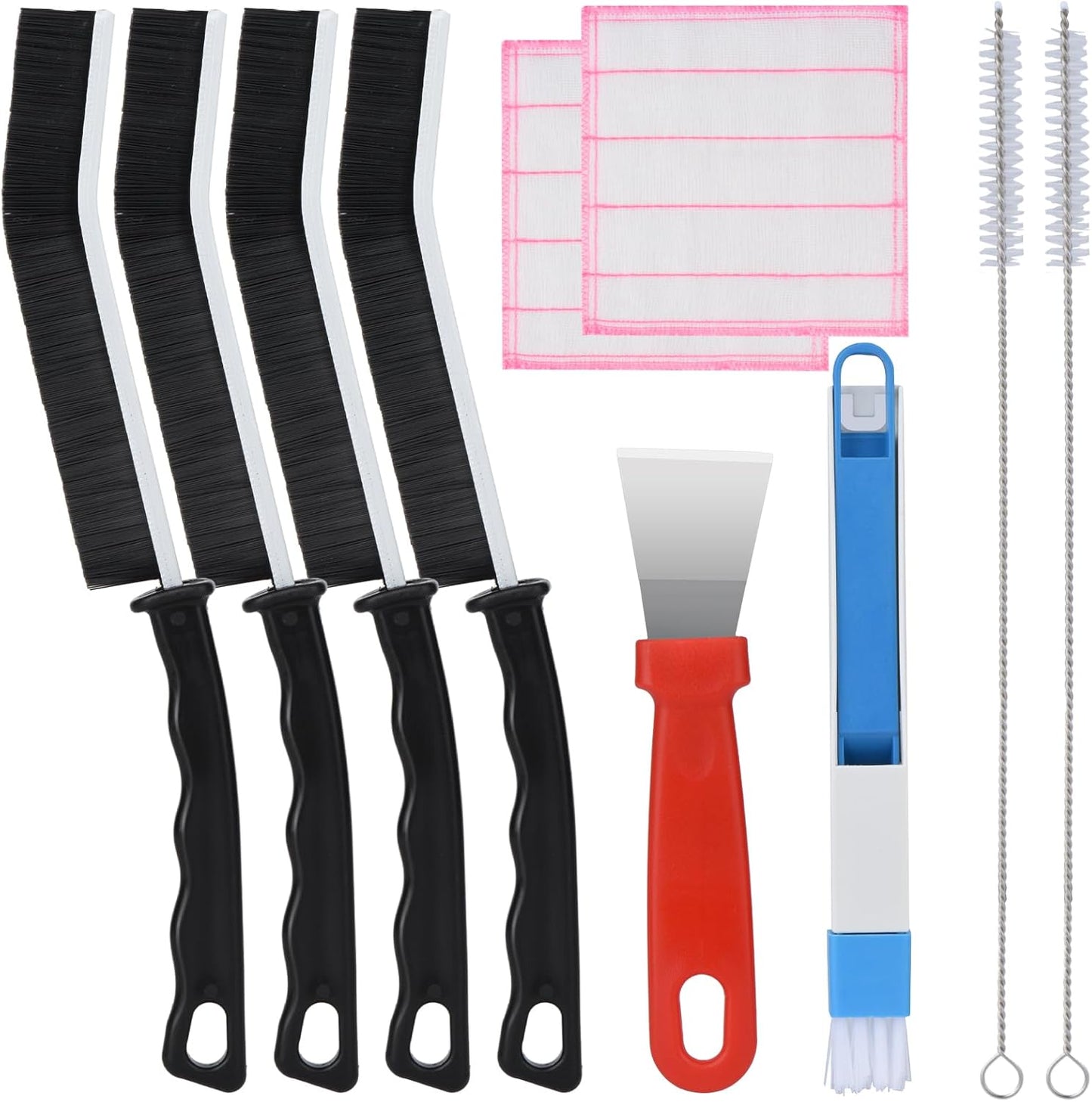 Tedmax 12PCS Grout Brush Set, Hard Bristle Crevice & Baseboard Tool | Crevice cleaning tool designed to reach tight spaces between tiles, sinks, cabinets and baseboards with ease.