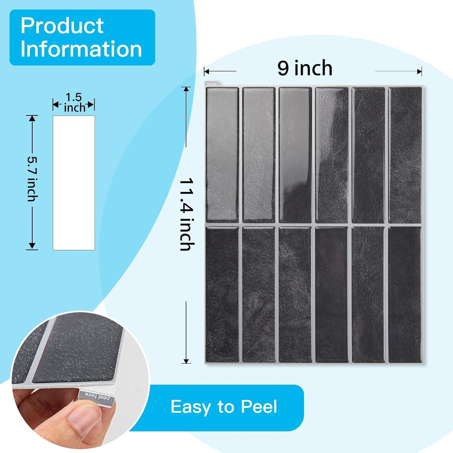 Art3d 11.4 x 9 Inch Heavy-Duty Peel and Stick Backsplash for Home Décor, 10-Pack PVC Wall Tiles for Kitchen Countertop, Green