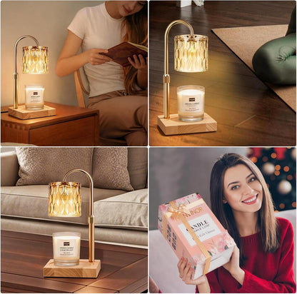 Candle Warmer Lamp with Timer & Dimmer, Candle Warmer Height Adjustable, Fits All Jar Scented Candles, Candle Lamp with 3 Bulbs, Charming Gift Box with Ribbon for Gifting