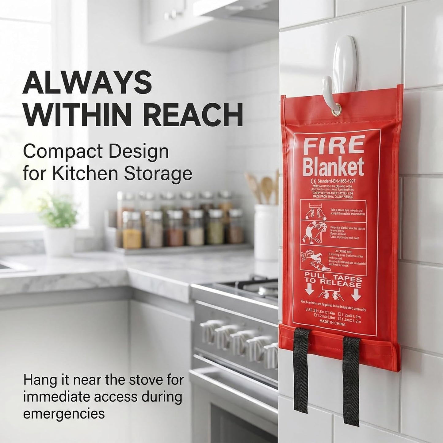 RAINFLOW 40inch Fire Blanket - Emergency Blanket for Home and Kitchen Fiberglass Fire Blanket for Home Office Car Warehouse Grill Camping Essentials Survival Safety