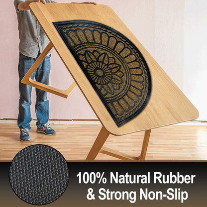 Mibao Front Door Mat Indoor Outdoor Entrance, Semicircular Entrance Mat, Half Round Waterproo Non-Slip Durable Rubber Door Mats, Low Profile Heavy Duty Doormat for Garage, Patio, 30" x 18", Yellow