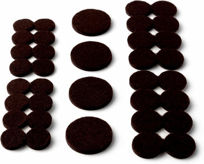 Scotch Felt Pads 162 PCS Brown, Felt Furniture Pads for Protecting Hardwood Floors, Round, Assorted Sizes Value Pack, Self-Stick design, Protecting from nicks, dents and scratches (SP847-NA)