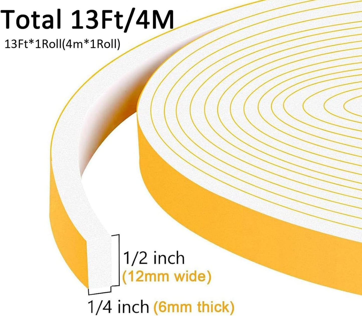Upgraded Strong Adhesive Foam Weather Stripping Door Seal Insulation Tape for Insulating Door,Window, Air Conditioner Noise-Reduction Self Adhesive Sealing Weatherstrip (1 in x 1/2 in x 10 Ft) - Colors B