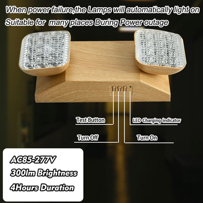 Plug in Emergency Lights for Business Home Power Failure 4Hours 300lm LED Commercial Emergency Light Fixtures with Battery Backup Rechargeable Adjustable Two Heads AC85-277V