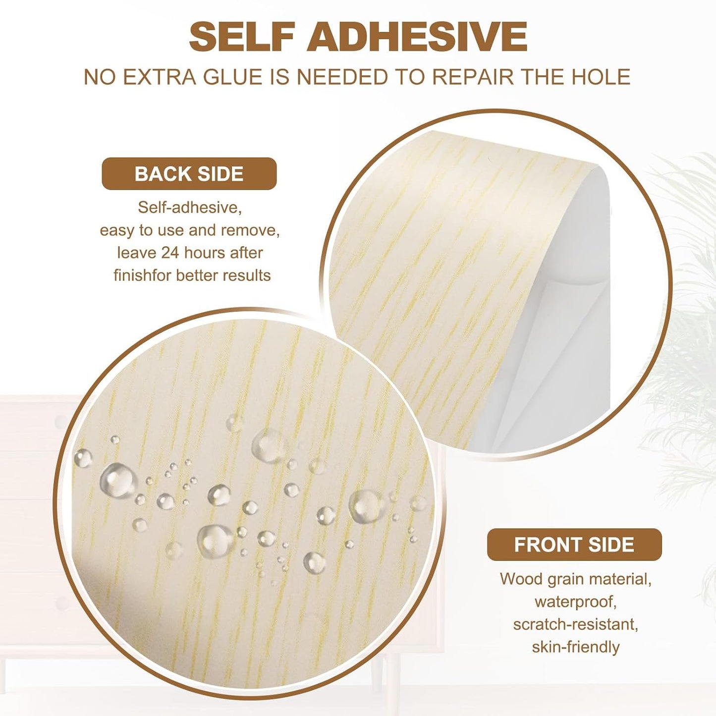 PATIKIL Self Adhesive Wood Grain Repair Tape 33'x 3", Multi-Use Realistic Wood Grain Repair Patch for Furniture Floor Door Table Chair Windows Handicraft DIY, Yellow Teak