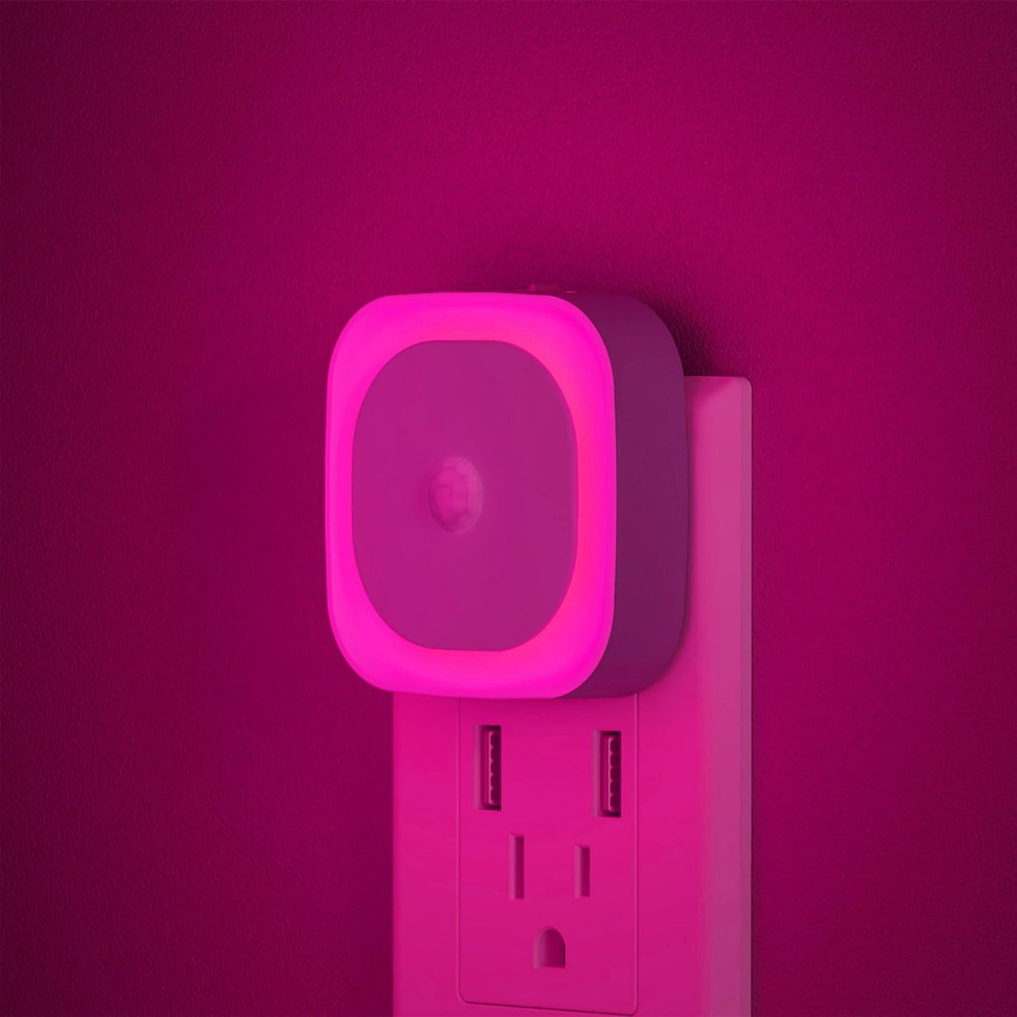 YUNLEX 2 Pack Plug in Red Sleep Night Light with Motion Sensor & Dusk to Dawn Sensor, Soft Glow, 0% Blue Light, Dimmable, Auto On/Off, LED Lights for Bedroom, Kids, Bathroom, Hallway, as Mother Gifts