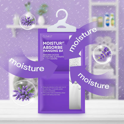 CLEVAST Moisture Absorbers Packets 10 Pack, Dehumidifier Bags for Closet, Scented Hanging Humidity Absorber in Wardrobes, Bedrooms, Bathrooms (Jasmine)