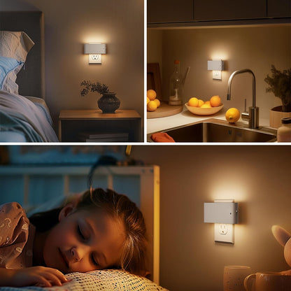 Briignite Motion Sensor Night Light, 2 Pack Motion Activation Night Lights Plug into Wall, Auto On Off, 0-100LM Dimmable Night Light Plug in, 3000K Warm White LED Nightlight for Kids Bedroom Hallway