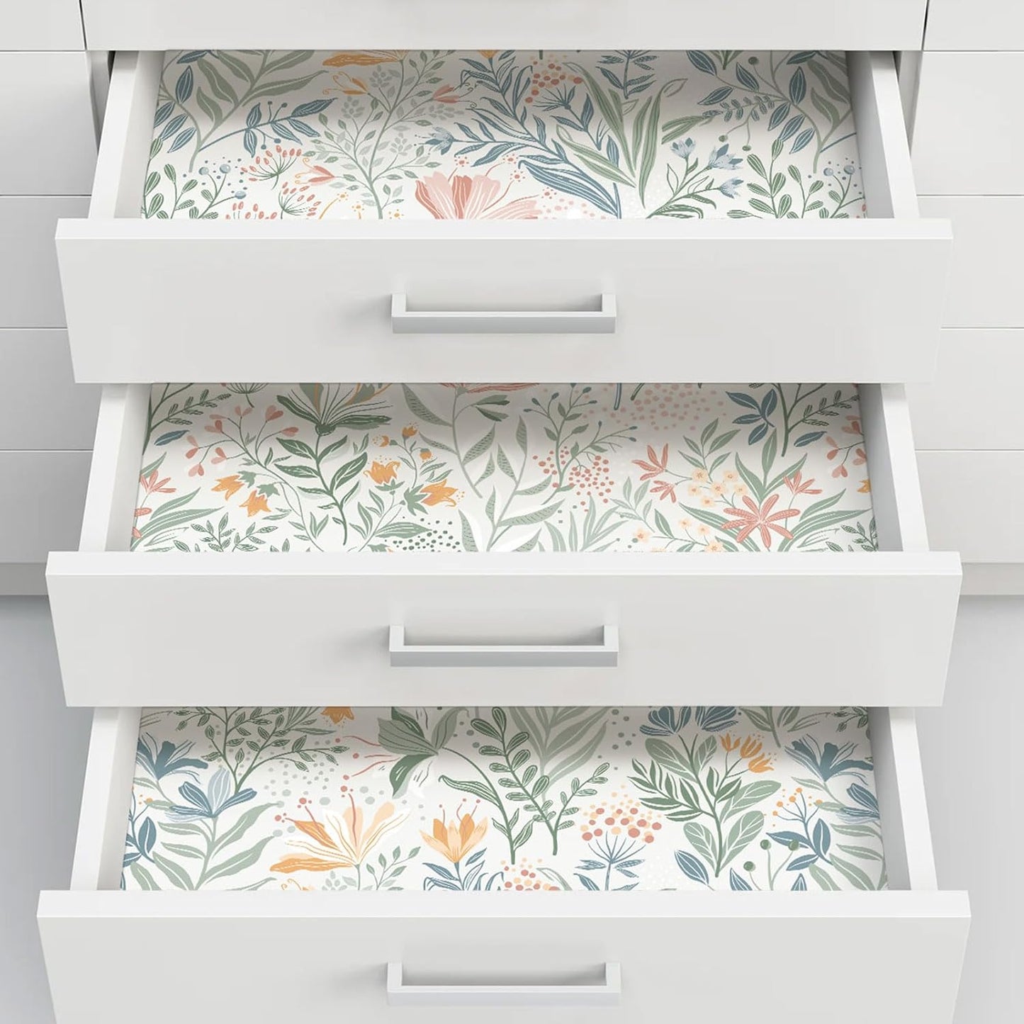 Fititem Floral Peel and Stick Wallpaper Boho Floral Contact Paper Modern Flower Removable Self Adhesive Waterproof Wallpaper for Bathroom Bedroom Fun Wildflower Contact Paper Cabinets 17.3inW 78.7inL