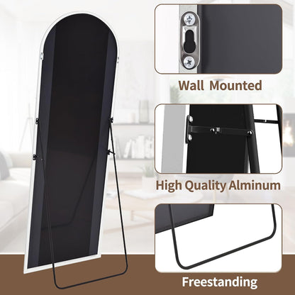 OGCAU Floor Full Length Mirror, 56"x20" Arched Full Body Mirror, Hanging or Leaning, Standing, Wall Mounted with Aluminum Frame for Bedroom Living Room, White