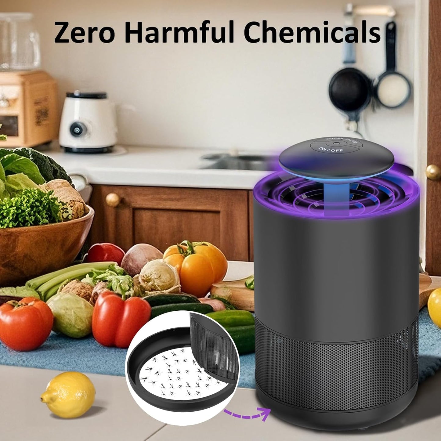CXRUY Indoor Insect Trap - Fly Traps Catcher for Mosquito, Fruit Flies, Gnat, Moth, Fly Killer Bug Trap with UV Light Black