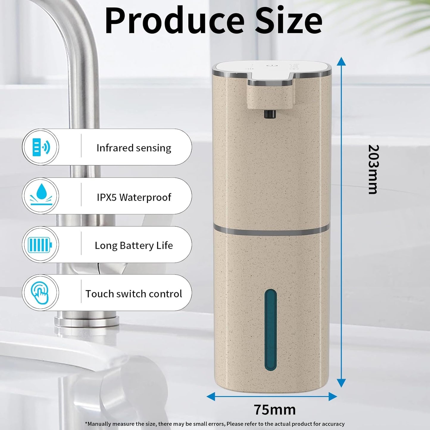 Automatic Foaming Soap Dispenser, Touchless Hand Soap Dispenser, USB Rechargeable, 4 Adjustable Levels, 14.2 oz (420 ml) Large Capacity, for Bathroom, Kitchen & School (Black, Foaming)