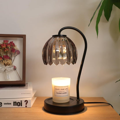 Electric Candle Warmer Lamp with Timer & Dimmer, Gray Tulip Lampshade | For Scented Jar Candle, 2 Bulbs Included, Birthday Gift for Women, House Warming Gifts, Home Office Apartment Decor