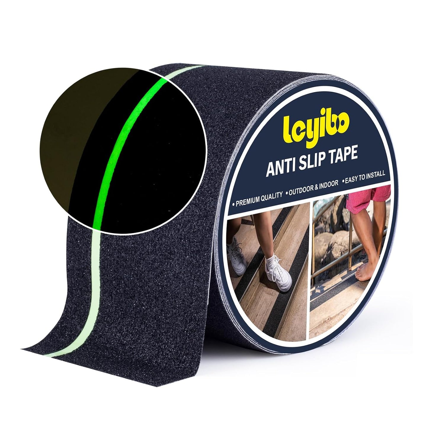 Anti Slip Tape, 4 Inch x 42 Ft Grip Tape for Stairs Outdoor/Indoor, Waterproof Non Skid Roll for Stair Treads Non Slip, High Traction Friction Abrasive Adhesive Stair Steps - Black