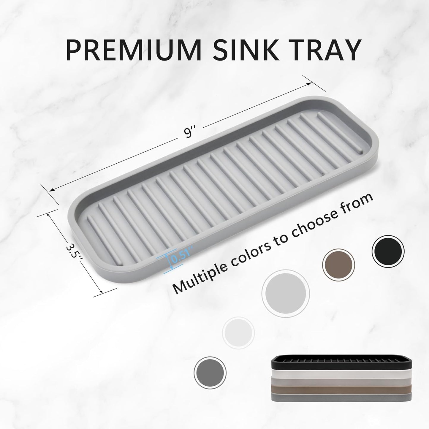 Silicone Sponge Holder Kitchen Sink Organizer Tray Dish Caddy Soap Dispenser, Scrubber Spoon Holder,Dishwashing Accessories 2 Pack (Black)
