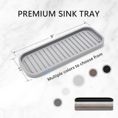 Silicone Sponge Holder Kitchen Sink Organizer Tray Dish Caddy Soap Dispenser, Scrubber Spoon Holder,Dishwashing Accessories 2 Pack (Black)