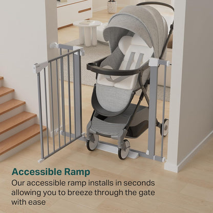 Cumbor 29.7-48" Baby Gate for Stairs, Mom's Choice Awards Winner-Dog Gate for Doorways, Auto Close Safety Pet Gate for Dogs Indoor, Easy Install Pressure Mounted Child Gate with Walk Thru Door, Brown
