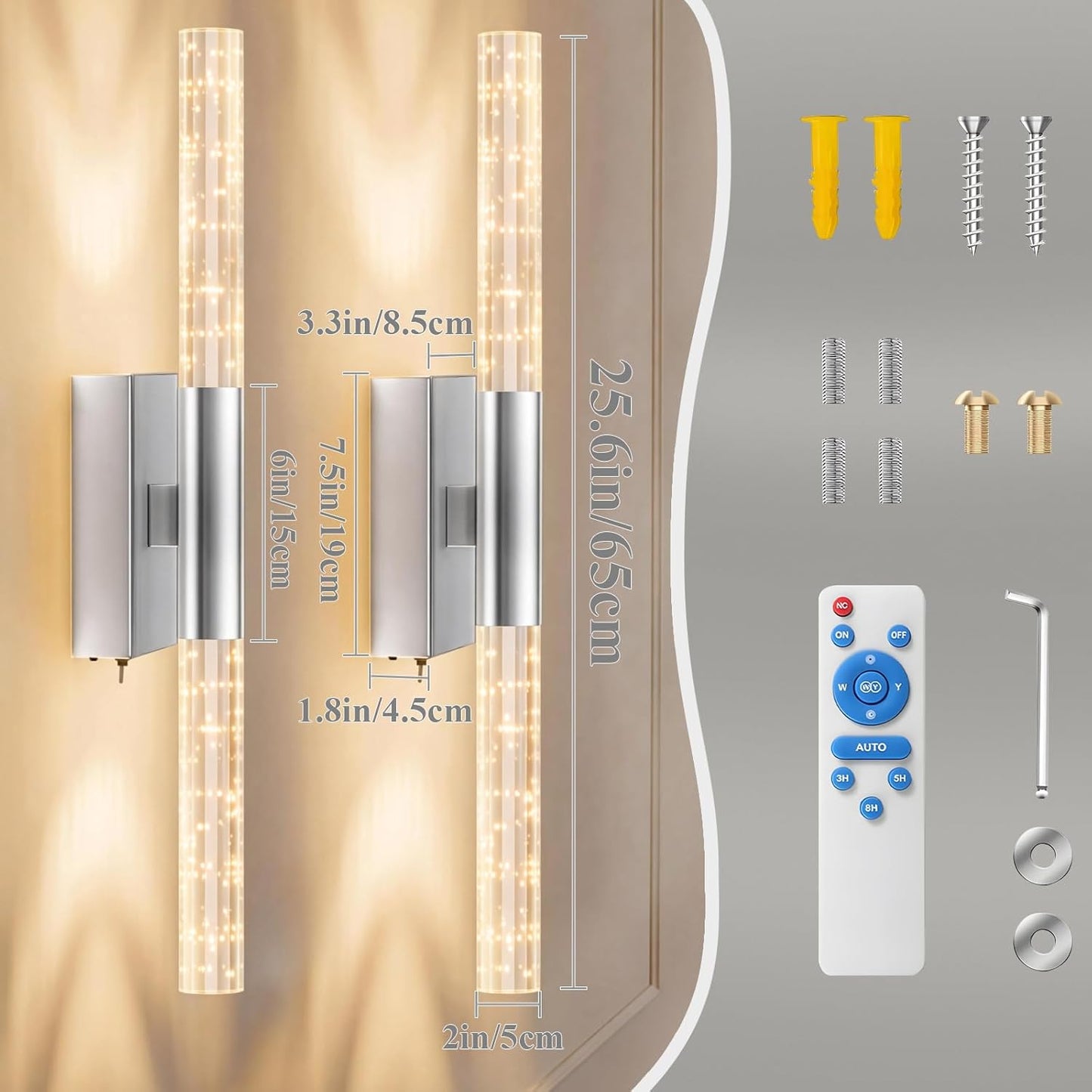 camuucci Battery Operated Wall Sconces Set of 2 Rechargeable Battery Powered Wall Light with 12000mAh Not Hardwired Dimmable Wall Lamp Fixtures for Bedroom Living Room Gold 15.3 Inches