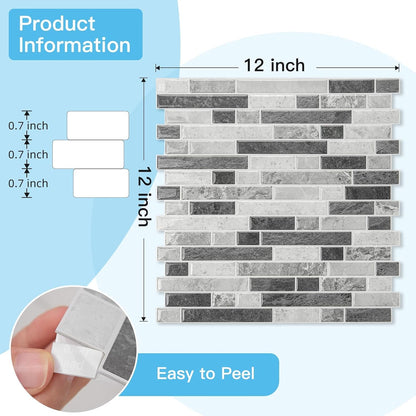 Art3d 10-Sheet Heavy-Duty Peel and Stick Backsplash, Waterproof Wall Tiles Stick on Kitchen Backsplash Living Space, Beige & White