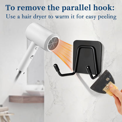 Large Self Adhesive Coat Hooks, Heavy Duty Double Wall Hooks for Hanging - 15lb Max, Rustproof Sticky Wall Hangers for Coat, Bedroom, Outdoor, Kitchen, 14-Day Trial, 3 Pack, Black