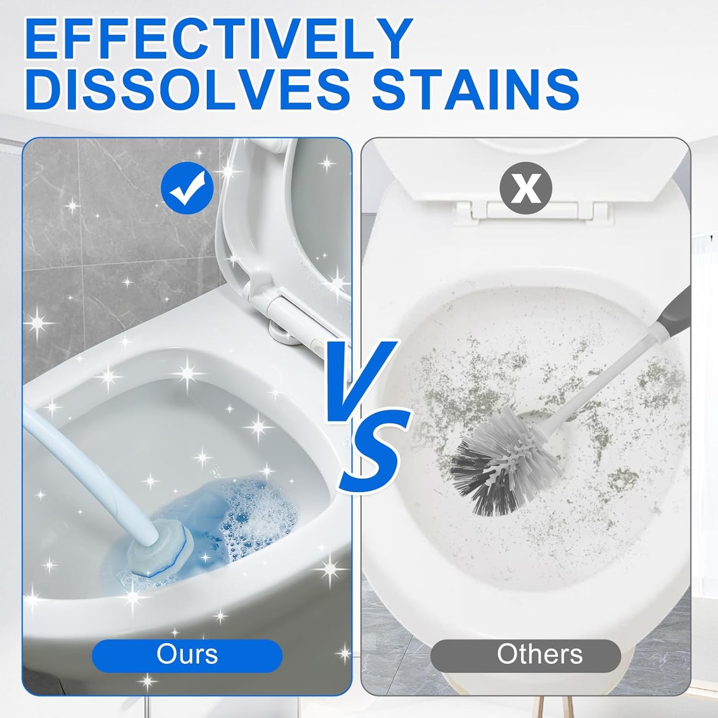 60pcs Disposable Toilet Brush Head Refills Compatible With Clorox System,Upgrade Fiber Cleaner Heads for Closestool .(not included brush rod)