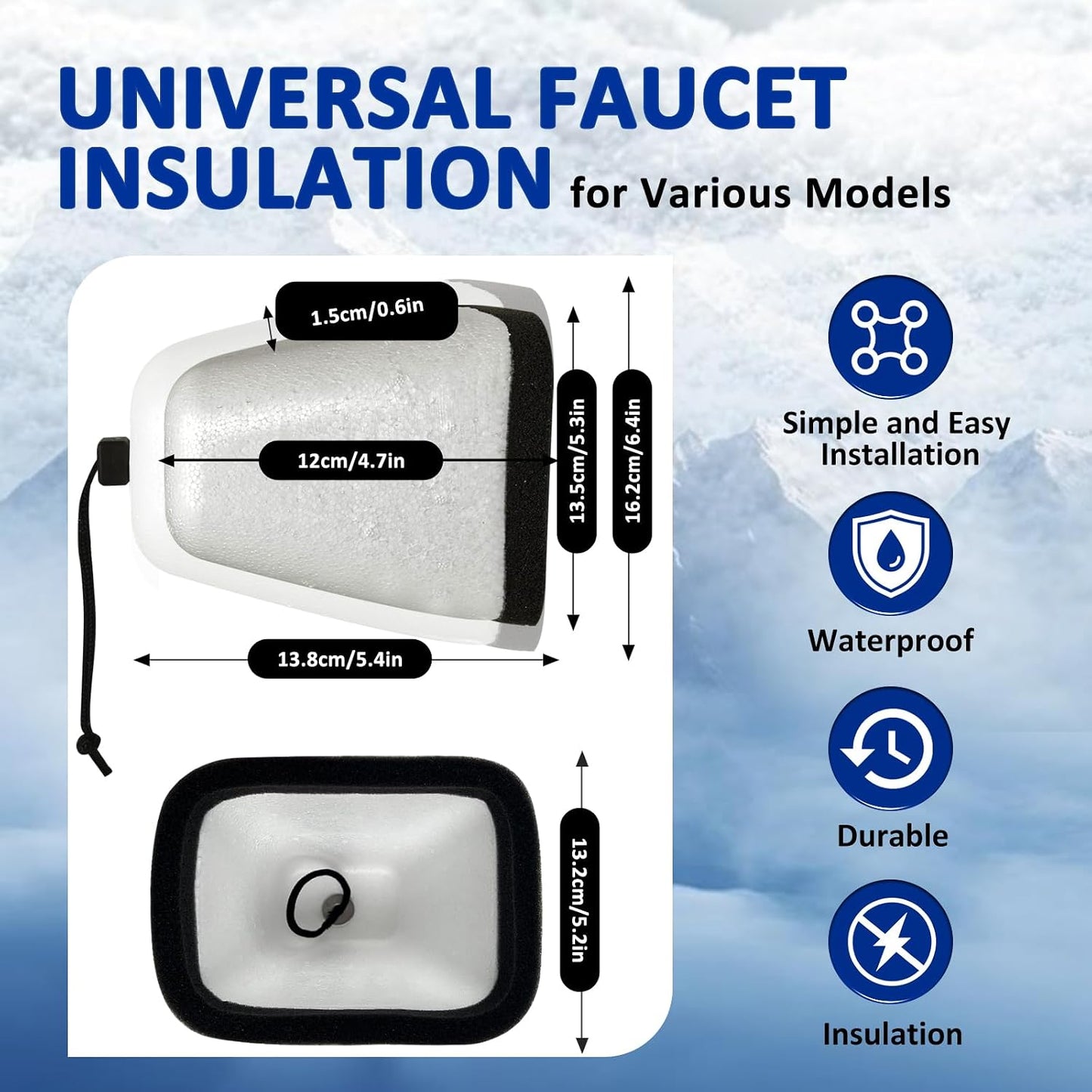 HEATIT Outdoor Faucet Cover 4 Pack, Foam Insulated Freeze Protector | Reusable Faucet Covers Protect Outdoor Water Spigots from Winter Freezing, Cold Weather and Pipe Freeze Damage