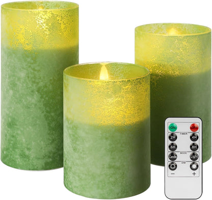ANGELLOONG Flickering Flameless Candles, Realistic Battery Operated Candles with Remote and Timer, Set of 3 LED Candles for Room Fall Home Wedding Decor Centerpieces Table Party Valentines Decorations