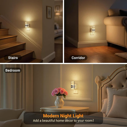 JandCase Motion Sensor Night Light, Night Lights Plug into Wall,3000K Soft White 0-100 LM Dimmable LED Night Light, Motion Activated Nightlight for Bathroom Hallway Decor