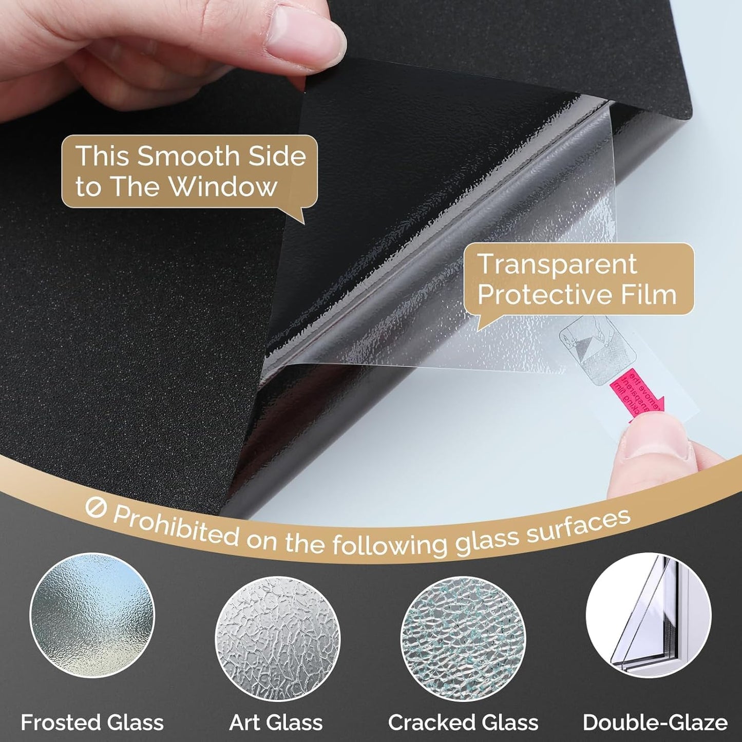 DOWELL Window Privacy Film, Frosted Glass Window Film, Static Cling Non-Adhesive Glass Clings, Sun Blocking Opaque Coverings, Reusable Door Stickers for Bathroom Home Office, Pure, 17.5" x 78.7"
