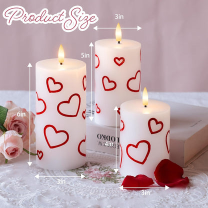 White Flameless Pillar Candles, Battery Operated Wax Candles with Remote, Flat Top Flickering Flameless Candles, LED Candle for Home, Wedding, Party Decor, Set of 3, Φ 3" H 4" 5" 6"