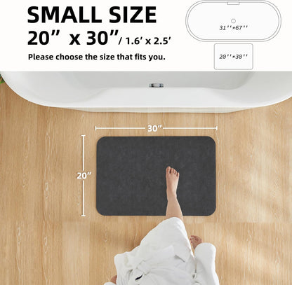 TYUU Bath Mat, Bathroom Rugs Non Slip Washable Thin Absorbent Quick Dry Bath Mat Fits Under Door Bathroom Floor Mat Perfect for Bath, Shower, or Sink 16"x24" Dark Grey