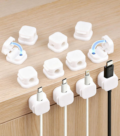 12 Pack Self-Adhesive Magnetic Cable Clips, Under Desk Cable Management Holder for Home Office, Nightstand, Car, Wall, Desktop – Cord Organizer with Residue-Free Removal
