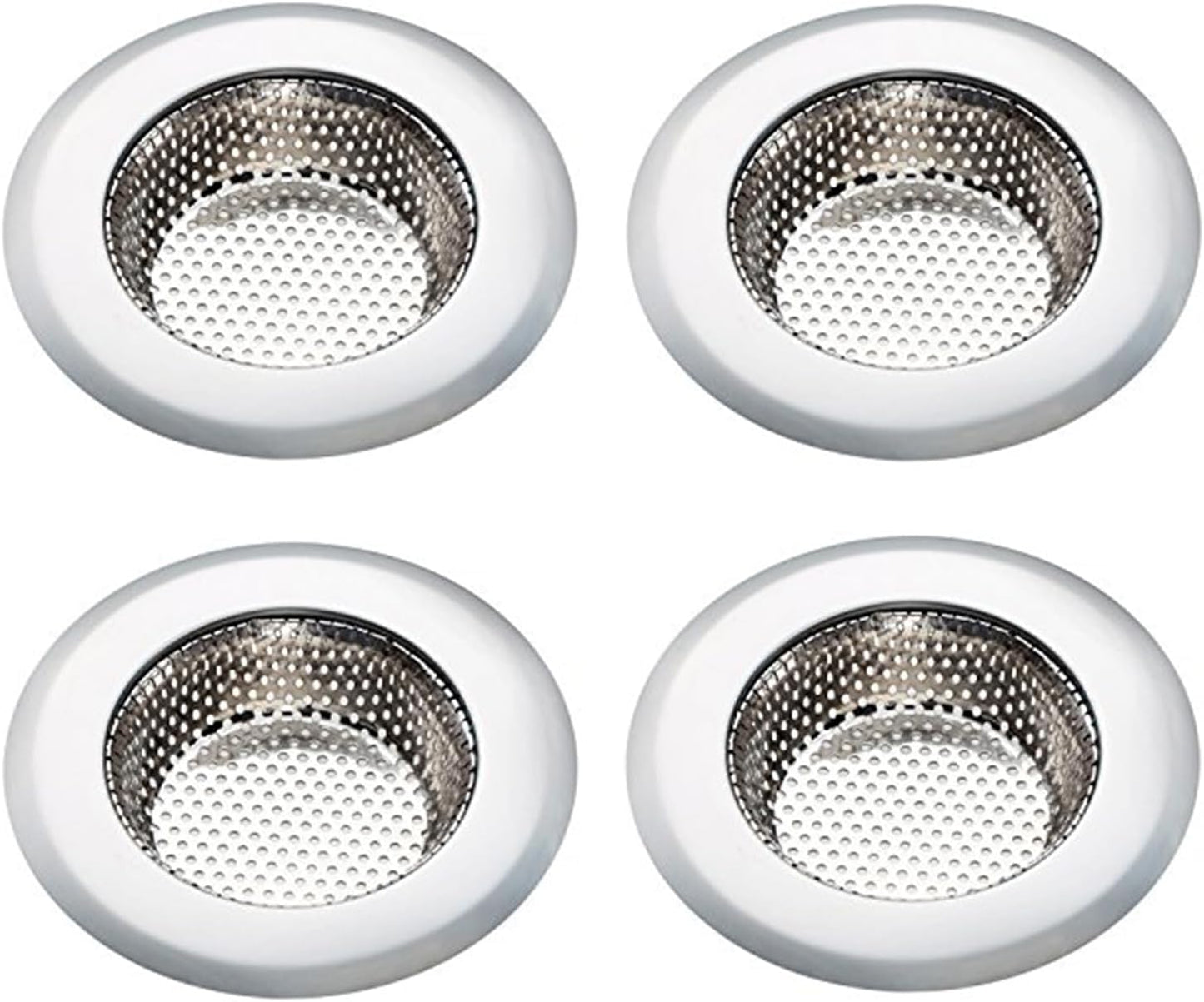 Kitchen Sink Strainer Basket Stainless Steel - Sink Drain Cover with Wide Rim, for Most Kitchen Sinks Anti-Clogging 4.5 in (2pc Silver)