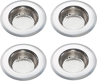 Kitchen Sink Strainer Basket Stainless Steel - Sink Drain Cover with Wide Rim, for Most Kitchen Sinks Anti-Clogging 4.5 in (2pc Silver)