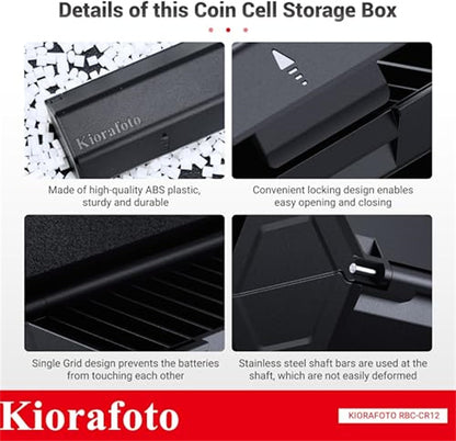 Hard Shell Battery Organizer Holder with Small Battery Tester, IP68 Waterproof Multi 82 Slots Batteries Vault Case for 40 AA & 12 AAA & 12 CR2032 CR2025 & 18 LR44 Button Cell/2 D Size Batteries Case