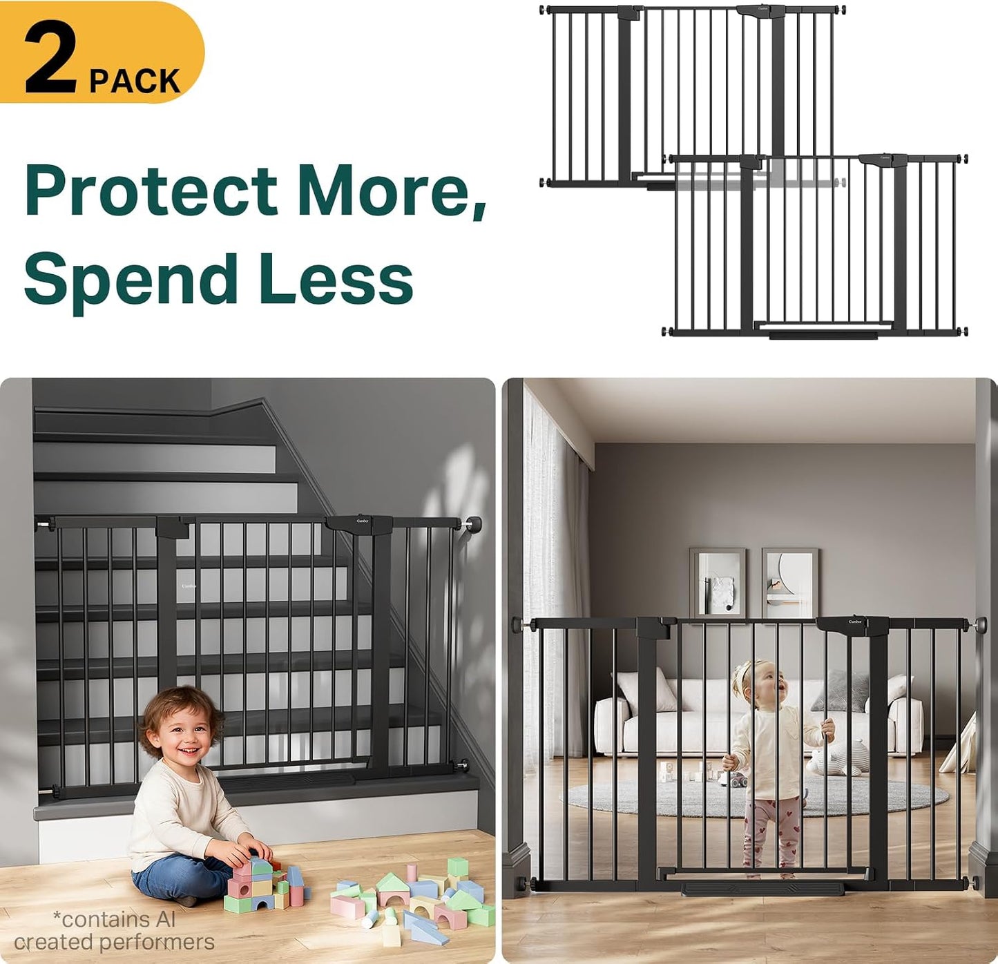 Cumbor 29.7-48" Baby Gate for Stairs, Mom's Choice Awards Winner-Dog Gate for Doorways, Auto Close Safety Pet Gate for Dogs Indoor, Easy Install Pressure Mounted Child Gate with Walk Thru Door, Brown