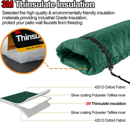 XXL Outdoor Faucet Covers for Winter, 3M Thinsulate Insulation Faucet Freeze Protector, 25”H x 13”W for Garden Lawn Faucets & Yard Hydrant, Waterproof Insulated Spigot Cover Faucet Sock – Black