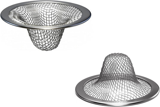 Huntonry 1.0" Small Drain Strainer, Sink Drain Hair Catcher, Bathroom Sink Drain Strainer, 2PCS Drain Mesh Baskets for Laundry, Mop Pool, Utility, Slop, RV Sink, Stainless Steel Drain Filter
