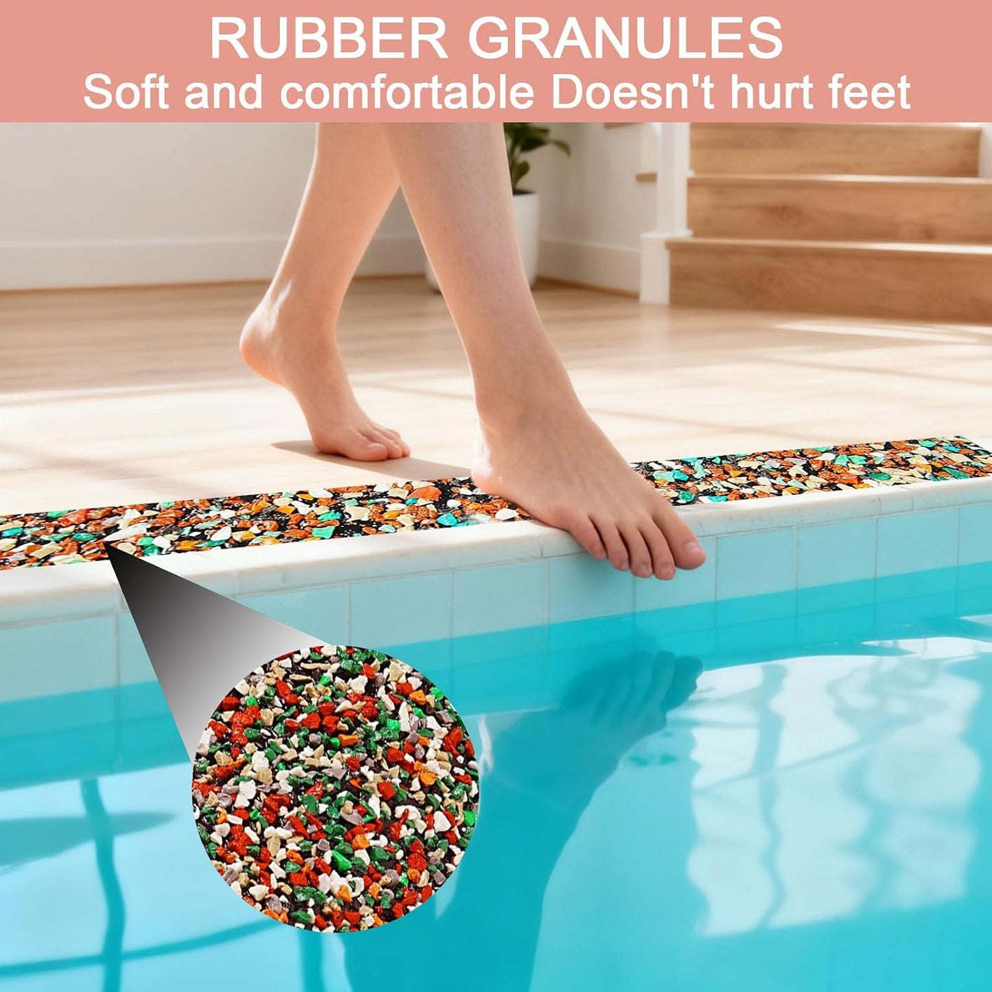 Waterproof Tape for Pools, 4" x15FT Heavy Duty Anti Slip Stair Treads Outdoor Tape Non-Slip Rubber Grip Tape Shower Strips Slip Resistant Tape Traction Tape for Stairs Showers Bathroom Trails