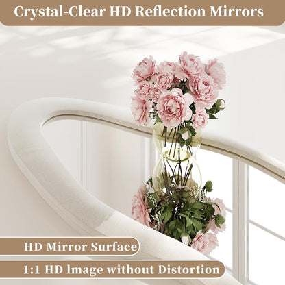 71"x32" Flannel Full Length Mirror, Arched Mirrors Full Length with Stand, Flannel Floor Mirror for Bedroom and Living Room, Full Body Mirror Hanging or Leaning, White