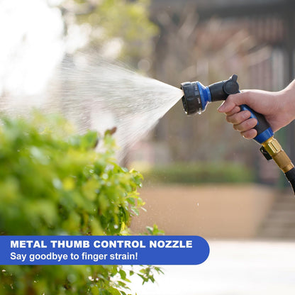 HOSUN Heavy Duty Garden Hose Nozzle, Adjustable Metal Water Sprayer with 7 Spray Patterns, Leak-Proof Thumb Control, High Pressure Hose End for Lawn Watering, Car Wash, Pet Cleaning, Blue